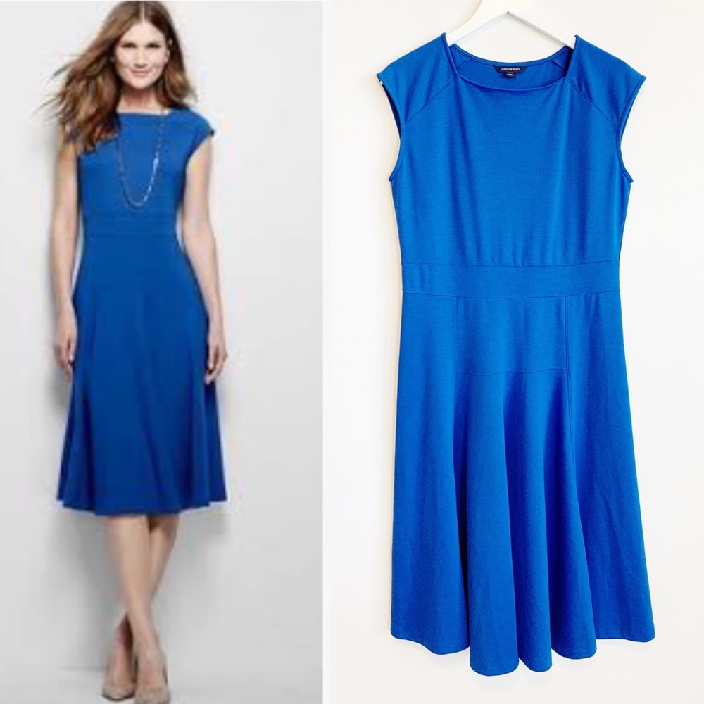 BOGO! Lands' End Knit Cap Sleeve Midi Dress 10/12